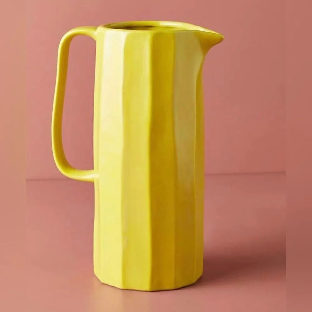 Anthropologie Ventura Pitcher Yellow Ceramic 10”
